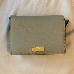 Hard Leather Blue Grey Square Kate Spade Wallet